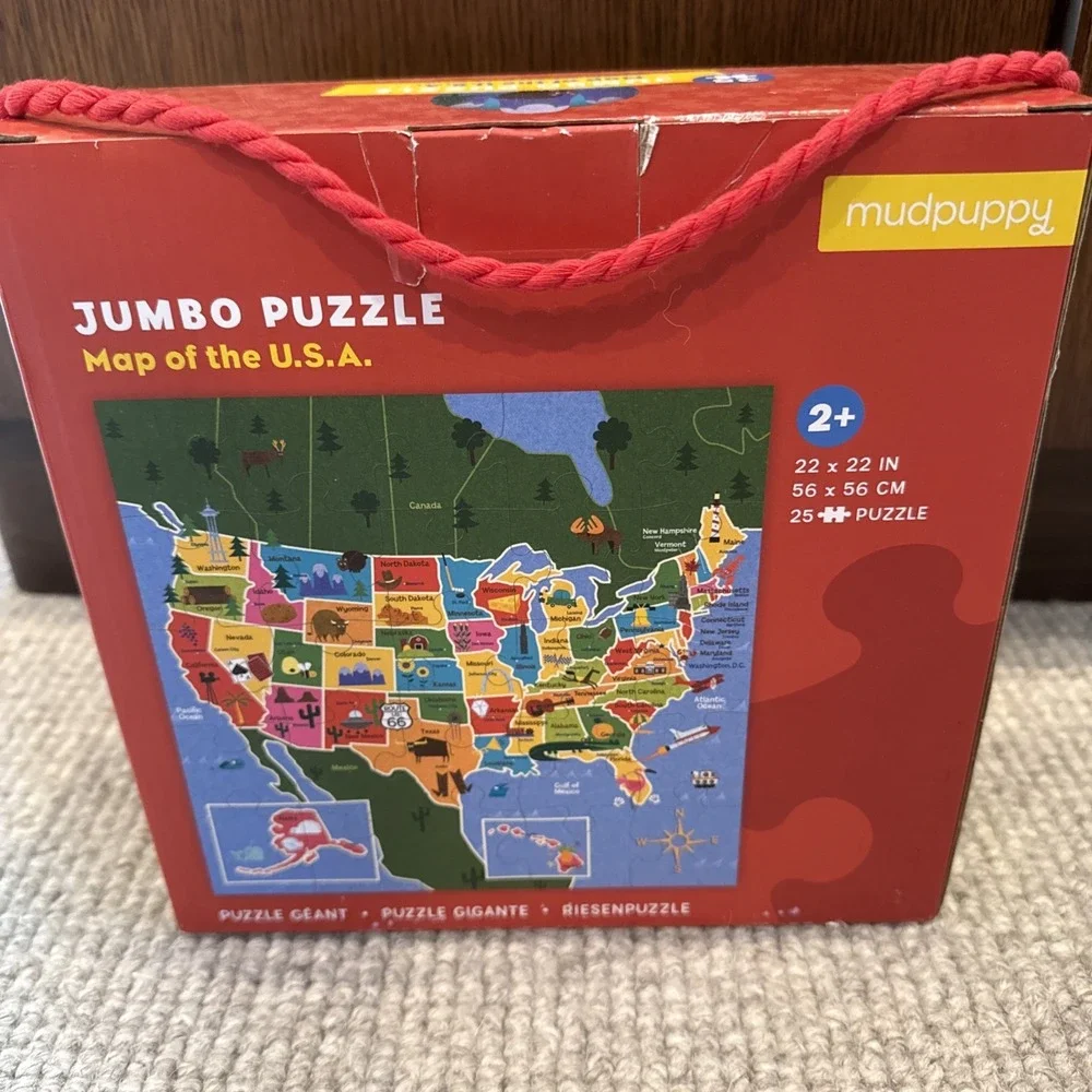 USA Map Puzzle Mud Puppy Large Big 25 Pieces Complete Jumbo Age 2+ CLEAN!
